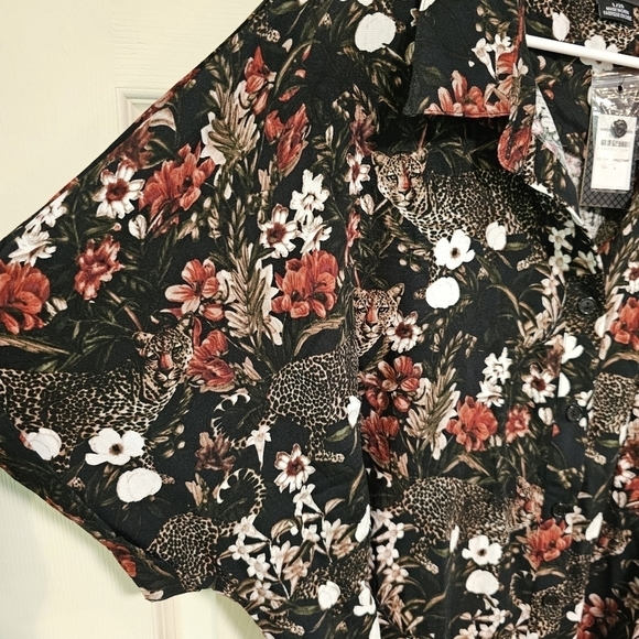 City Chic Leppard Button Down Shirt Dress Floral Animal Print - Picture 3 of 9
